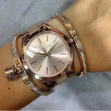 Michael Kors Slim Runway Rose Gold Dial Two Tone Steel Strap Watch for Women - MK4294