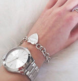 Buy Shop Michael Kors Slim Runway Silver Dial Silver Stainless Steel Strap Watch for Women - MK3178 USA Online