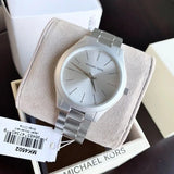 Buy Shop Michael Kors Slim Runway Silver Dial Silver Steel Strap Watch For Women - MK4502 USA Online