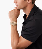 Buy Shop Michael Kors Slim Runway Three-Hand Gold Dial Gold Steel Strap Watch for Women - MK9122 USA Online