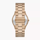 Buy Shop Michael Kors Slim Runway Three-Hand Gold Dial Gold Steel Strap Watch for Women - MK9122 USA Online