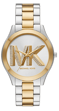 Buy Shop Michael Kors Slim Runway Three Hand Silver Dial Two Tone Steel Strap Watch For Women - MK4735 USA Online