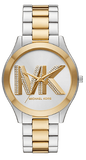 Buy Shop Michael Kors Slim Runway Three Hand Silver Dial Two Tone Steel Strap Watch For Women - MK4735 USA Online