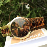 Buy Shop Michael Kors Slim Runway Tortoise Shell Dial Two Tone Steel Strap Watch for Women - MK4284 USA Online