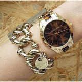 Buy Shop Michael Kors Slim Runway Tortoise Shell Dial Two Tone Steel Strap Watch for Women - MK4284 USA Online