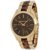 Buy Shop Michael Kors Slim Runway Tortoise Shell Dial Two Tone Steel Strap Watch for Women - MK4284 USA Online