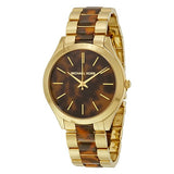 Buy Shop Michael Kors Slim Runway Tortoise Shell Dial Two Tone Steel Strap Watch for Women - MK4284 USA Online