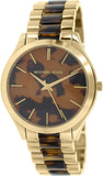 Buy Shop Michael Kors Slim Runway Tortoise Shell Dial Two Tone Steel Strap Watch for Women - MK4284 USA Online