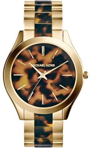 Buy Shop Michael Kors Slim Runway Tortoise Shell Dial Two Tone Steel Strap Watch for Women - MK4284 USA Online