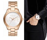 Buy Shop Michael Kors Slim Runway White Dial Rose Gold Steel Strap Watch For Women - MK3804 USA Online