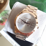 Buy Shop Michael Kors Slim Runway White Dial Rose Gold Steel Strap Watch For Women - MK3804 USA Online