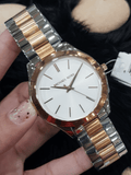 Buy Shop Michael Kors Slim Runway White Dial Two Tone Steel Strap Watch for Women - MK3204 USA Online