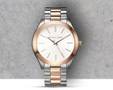 Buy Shop Michael Kors Slim Runway White Dial Two Tone Steel Strap Watch for Women - MK3204 USA Online