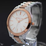 Buy Shop Michael Kors Slim Runway White Dial Two Tone Steel Strap Watch for Women - MK3204 USA Online