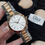 Buy Shop Michael Kors Slim Runway White Dial Two Tone Steel Strap Watch for Women - MK3204 USA Online