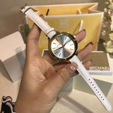 Buy Shop Michael Kors Slim Runway White Dial White Leather Strap Watch For Women - MK2273 USA Online