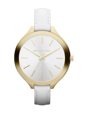 Buy Shop Michael Kors Slim Runway White Dial White Leather Strap Watch For Women - MK2273 USA Online