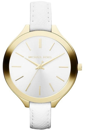 Buy Shop Michael Kors Slim Runway White Dial White Leather Strap Watch For Women - MK2273 USA Online