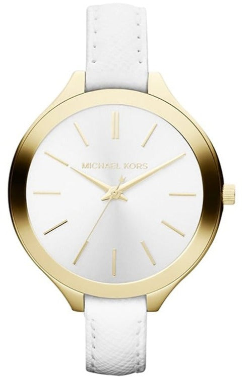 Buy Shop Michael Kors Slim Runway White Dial White Leather Strap Watch For Women - MK2273 USA Online
