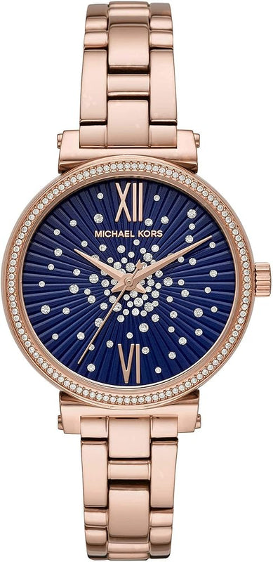 Buy Shop Michael Kors Sofie Analog Quartz Blue Dial Rose Gold Steel Strap Watch For Women - MK3971 USA Online