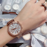 Buy Shop Michael Kors Sofie Chronograph Mother of Pearl White Dial Rose Gold Steel Strap Watch For Women - MK6576 USA Online