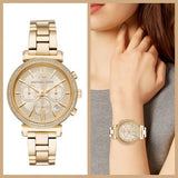 Buy Shop Michael Kors Sofie Chronograph Quartz Gold Dial Gold Steel Strap Watch For Women - MK6559 USA Online