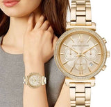 Buy Shop Michael Kors Sofie Chronograph Quartz Gold Dial Gold Steel Strap Watch For Women - MK6559 USA Online