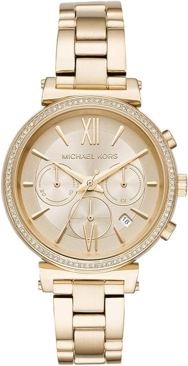 Buy Shop Michael Kors Sofie Chronograph Quartz Gold Dial Gold Steel Strap Watch For Women - MK6559 USA Online