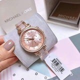 Buy Shop Michael Kors Sofie Chronograph Rose Gold Dial Rose Gold Steel Strap Watch For Women - MK6560 USA Online