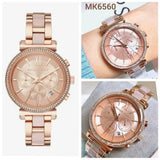 Buy Shop Michael Kors Sofie Chronograph Rose Gold Dial Rose Gold Steel Strap Watch For Women - MK6560 USA Online