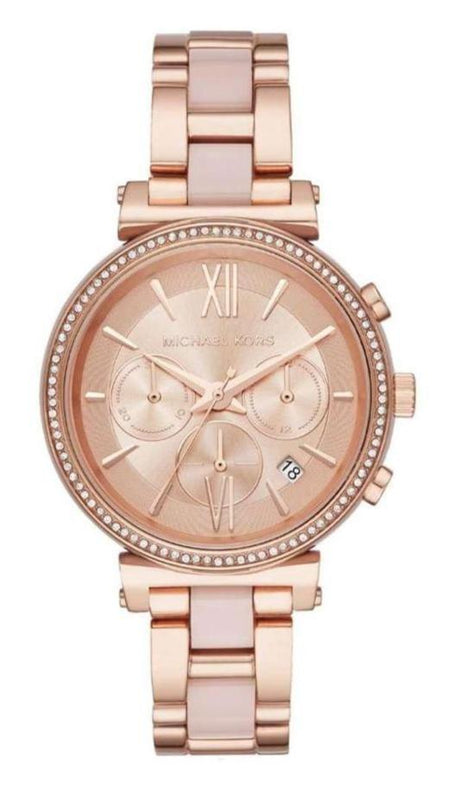 Buy Shop Michael Kors Sofie Chronograph Rose Gold Dial Rose Gold Steel Strap Watch For Women - MK6560 USA Online