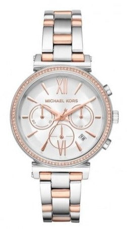 Buy Shop Michael Kors Sofie Chronograph Quartz White Dial Two Tone Steel Strap Watch For Women - MK6558 USA Online