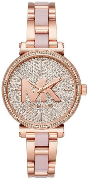 Buy Shop Michael Kors Sofie Quartz Crystals Crystals Rose Gold Dial Rose Gold Steel Strap Watch For Women - MK4336 USA Online