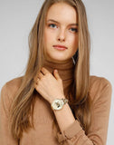 Buy Shop Michael Kors Sofie Quartz Gold Dial Gold Steel Strap Watch For Women - MK4334 USA Online