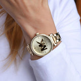 Buy Shop Michael Kors Sofie Quartz Gold Dial Gold Steel Strap Watch For Women - MK4334 USA Online