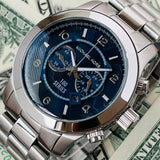 Buy Shop Michael Kors Stop Hunger Chronograph Blue Dial Silver Steel Strap Watch for Men - MK8314 USA Online