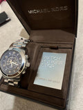 Buy Shop Michael Kors Stop Hunger Chronograph Blue Dial Silver Steel Strap Watch for Men - MK8314 USA Online