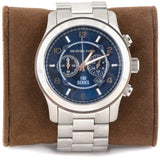 Buy Shop Michael Kors Stop Hunger Chronograph Blue Dial Silver Steel Strap Watch for Men - MK8314 USA Online