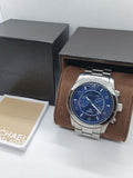 Buy Shop Michael Kors Stop Hunger Chronograph Blue Dial Silver Steel Strap Watch for Men - MK8314 USA Online
