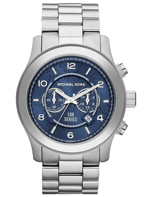 Buy Shop Michael Kors Stop Hunger Chronograph Blue Dial Silver Steel Strap Watch for Men - MK8314 USA Online