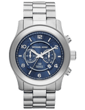 Buy Shop Michael Kors Stop Hunger Chronograph Blue Dial Silver Steel Strap Watch for Men - MK8314 USA Online
