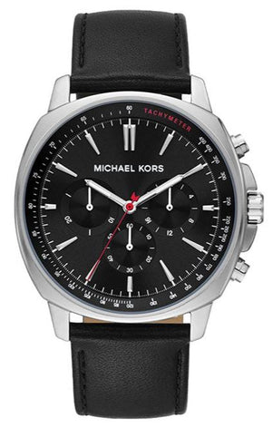 Buy Shop Michael Kors Sullivan Chronograph Black Dial Black Leather Strap Watch For Men - MK8997 USA Online