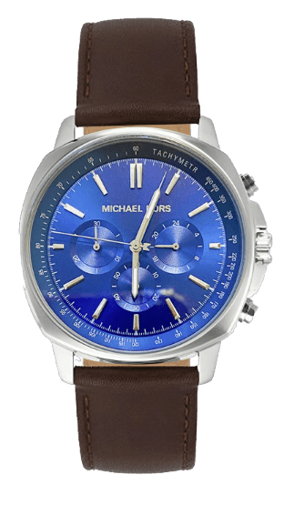 Buy Shop Michael Kors Sullivan Quartz Blue Dial Brown Leather Strap Watch For Men - MK8996 USA Online