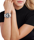 Buy Shop Michael Kors Sidney Multifunction Black Dial White Silicone Strap Watch For Women - MK6947 USA Online