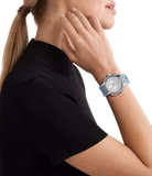 Buy Shop Michael Kors Sidney Chambray Multifunction Blue Dial Blue Silicone Strap Watch For Women - MK7220 USA Online