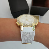 Buy Shop Michael Kors Sydney Quartz White Dial White Leather Strap Watch For Women - MK7221 USA Online