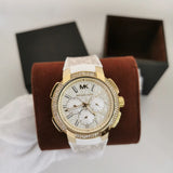 Buy Shop Michael Kors Sydney Quartz White Dial White Leather Strap Watch For Women - MK7221 USA Online