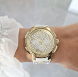 Buy Shop Michael Kors Sydney Quartz White Dial White Leather Strap Watch For Women - MK7221 USA Online
