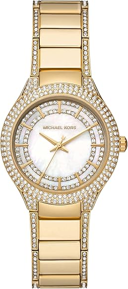 Buy Shop Michael Kors Sylvia Mother Of Pearl Dial Gold Steel Strap Watch For Women - MK4655 USA Online