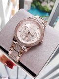 Buy Shop Michael Kors Tibby Chronograph Crystals Rose Gold Dial Rose Gold Steel Strap Watch For Women - MK6826 USA Online